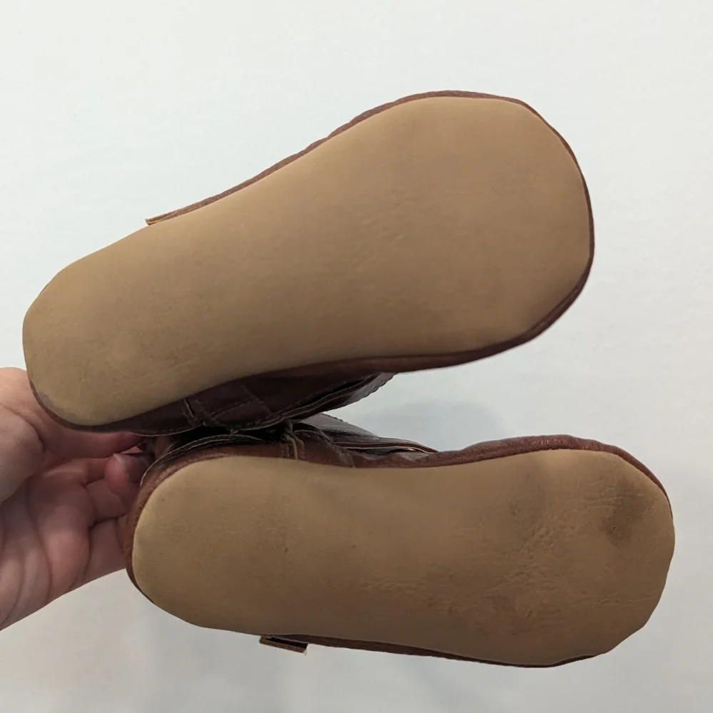 OLD NAVY baby girl brown leather bow tall boots 18-24 months